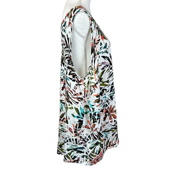 Ava & Viv Top Women Size 2X Tropical Crisscross Strappy Back High Low Coastal - Picture 7 of 13